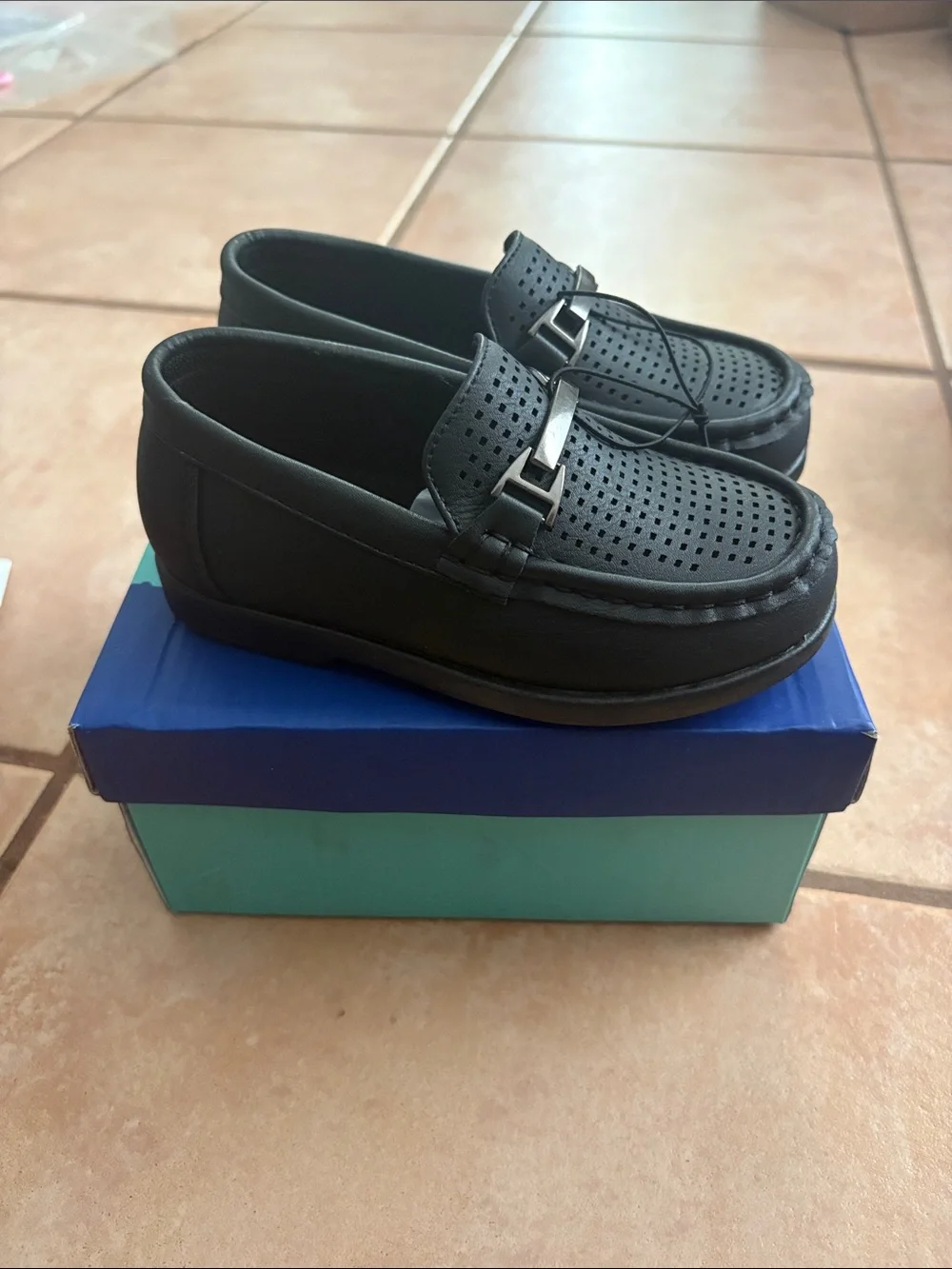 Jelly Beans Black Perforated Metal-Bit Slip-On Loafers